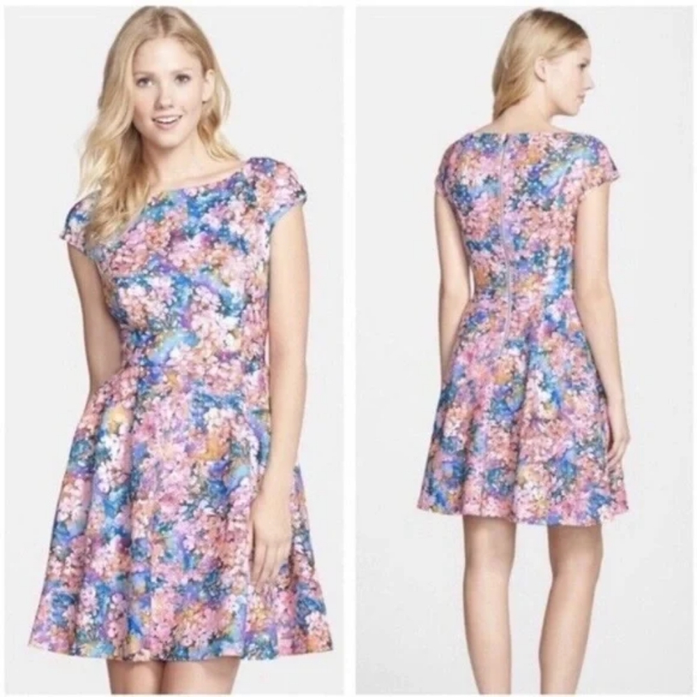 Betsey Johnson floral laser cut flare dress